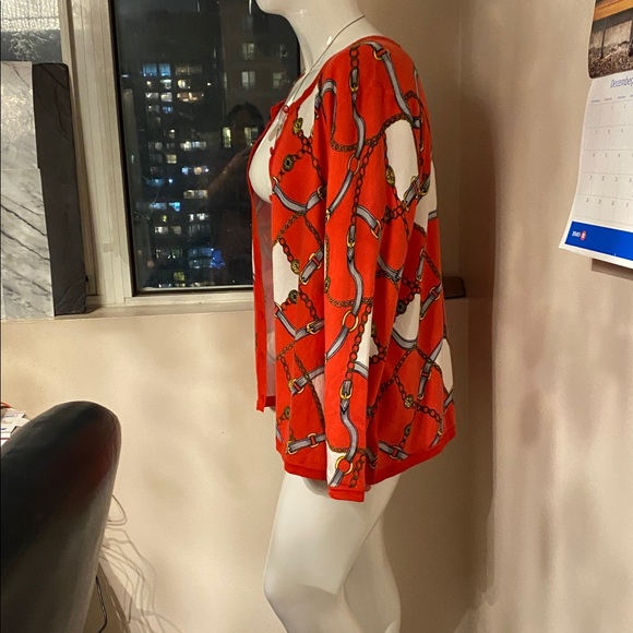 Dennis Basso red and Gray Cardigan 1X - Picture 3 of 7